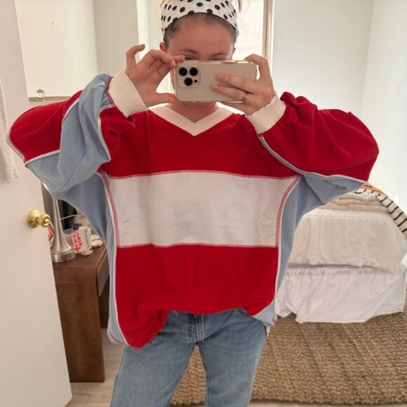 FP Movement by Free People Red and Blue Sweatshirt - Picture 1 of 2